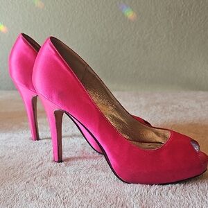 Elegant Pink Peep-Toe Heels